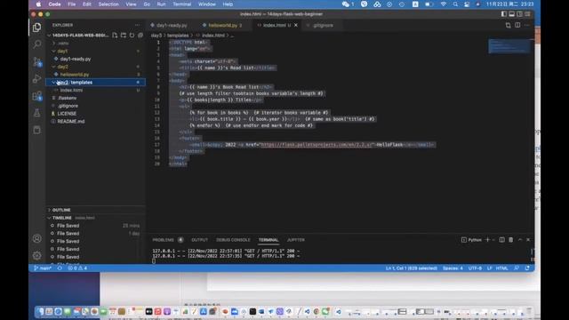 14 days Python Flask Web Development for Beginners - day3: template смотреть онлайн