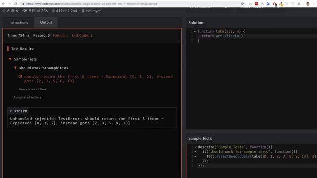 PASV: РЕШЕНИЕ задачи Codewars: Enumerable Magic #25 Take the First N Elements смотреть онлайн