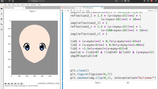 Using numpy and math formula to draw anime face (fastforward) смотреть онлайн