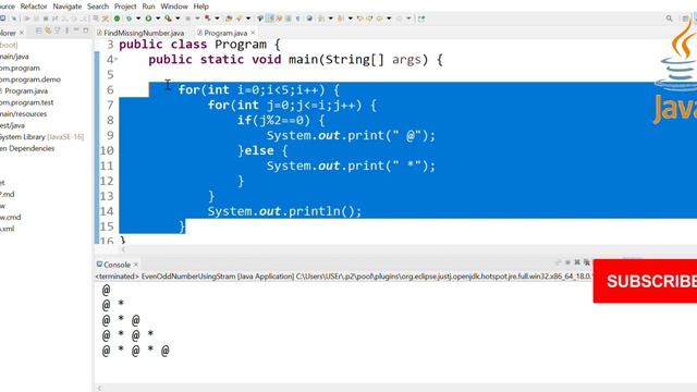 Star with @ pattern in java | How to write star pattern program in java (Hindi) Star pattern in jav смотреть онлайн