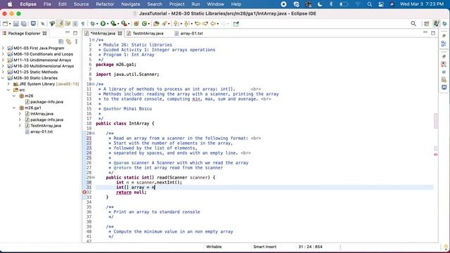 Java JEM26GA1P1b Int arrays - Read array смотреть онлайн