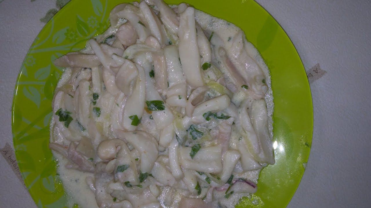 Кальмары в сливочном соусе. смотреть онлайн