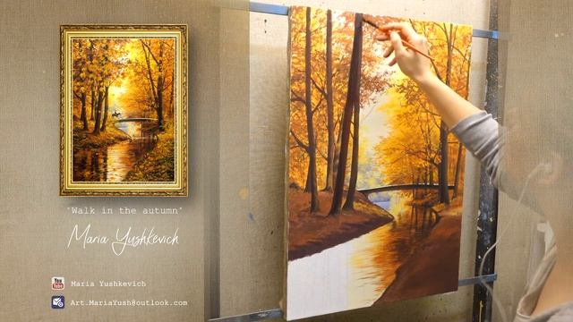 Acrylic Landscape Painting Lesson by Maria Yushkevich | Живопись акрилом. Осенний пейзаж. смотреть онлайн