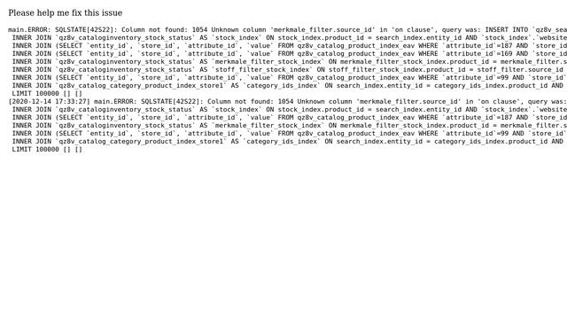 Column not found: 1054 Unknown column 'merkmale_filter.source_id' in 'on clause', query was:... смотреть онлайн