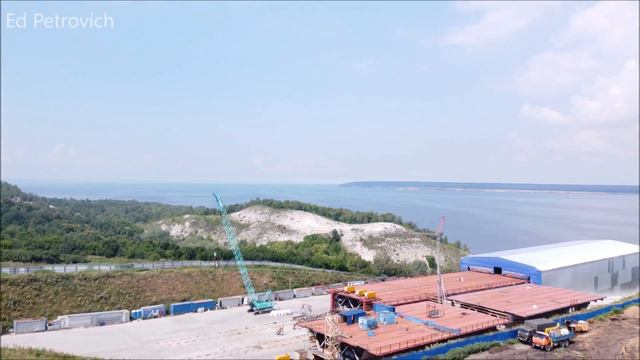 Мост в Самарской обл.26.07.22.Мостовой пролёт надвинули на опору №4.Tolyatti-Klimovka Bridge. смотреть онлайн