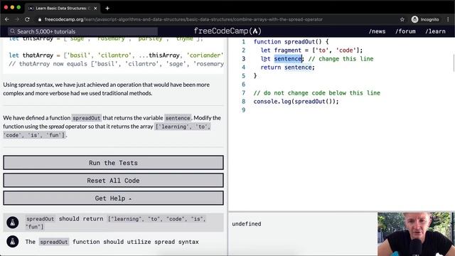 Combine Arrays with the Spread Operator - Basic Data Structures - Free Code Camp смотреть онлайн