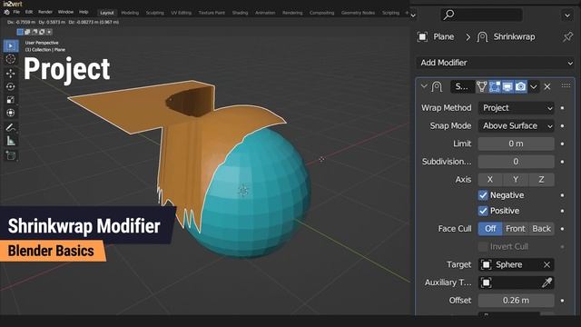 Shrinkwrap Modifier - Blender Tutorial for Beginners - Basics смотреть онлайн