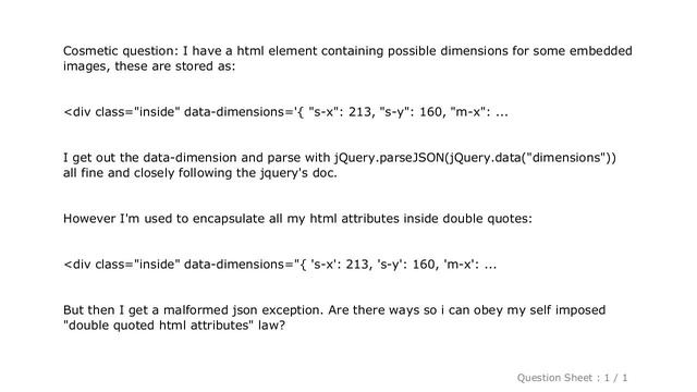 jQuery : Single quotes in data attribute containing json смотреть онлайн