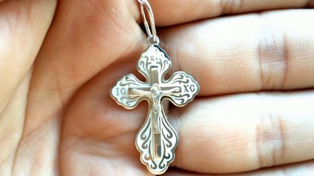 Серебряный крест 925 пробы с белой эмалью арт 124 смотреть онлайн