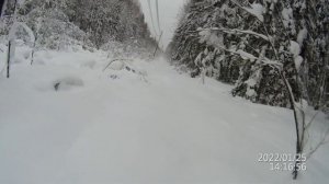 Мототолкач Ураган Сибирь на 600 гусенице. Еду в целое по высоковольтной, снега по пояс.