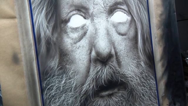 Alan Moore airbrush realistic portrait - speedpainting airbrush смотреть онлайн