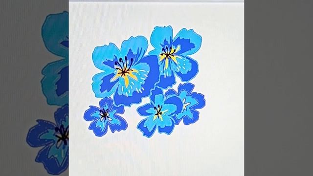 Как просто нарисовать сине-голубые цветы в графическом редакторе Paint. смотреть онлайн
