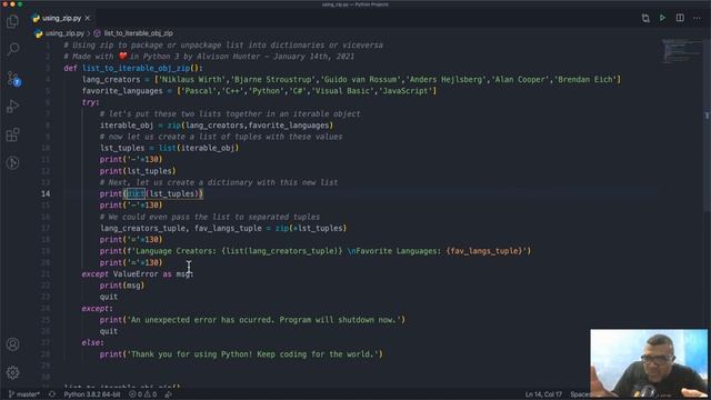 La función zip de Python (ejemplos Sencillos) [Lang-SP] by Alvison Hunter (Python Zealot) nica-devs смотреть онлайн