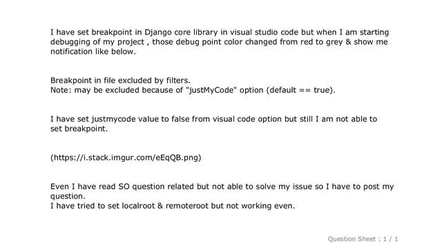 Django : Visual studio code breakpoint set to grey color & not working.error(may be excluded becaus смотреть онлайн