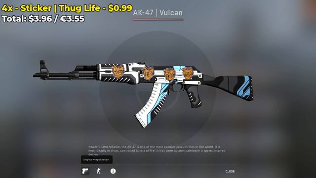CS:GO - AK-47 Vulcan Sticker Combinations! смотреть онлайн