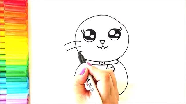 Как очень легко нарисовать милого кота. смотреть онлайн