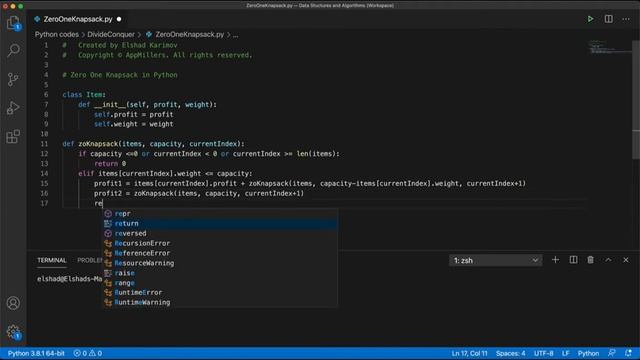 11 Zero One Knapsack problem in Python смотреть онлайн