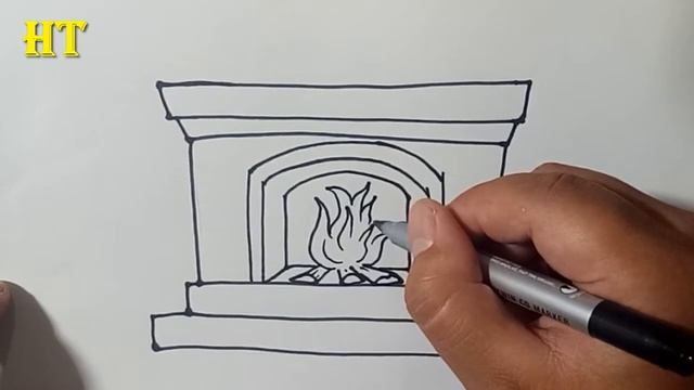 How to Draw a Fireplace Easy for Beginners смотреть онлайн