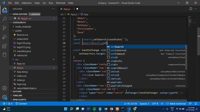 React js Live Search using React Hooks like UseEffect and useState | React Js tutorial смотреть онлайн