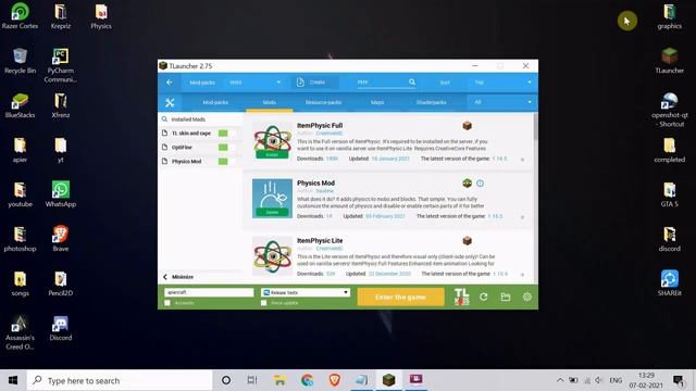 How to Install Physics Mod in Tlauncher Minecraft || Physics mod for Minecraft 1.16.5 смотреть онлайн