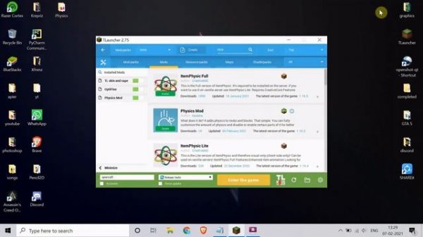 How to Install Physics Mod in Tlauncher Minecraft || Physics mod for Minecraft 1.16.5