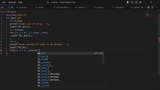 how to delete element in an array on a given position | C programming #coding #array #programming смотреть онлайн