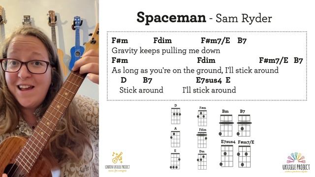 Spaceman - Sam Ryder Ukulele Tutorial and Playalong смотреть онлайн