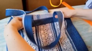 сумка из старых джинсов с кружевом