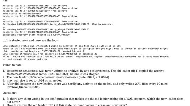 postgres: could not receive data from WAL stream: ERROR: requested WAL segment has already been... смотреть онлайн