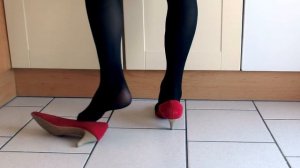 kitchenwork with red pumps