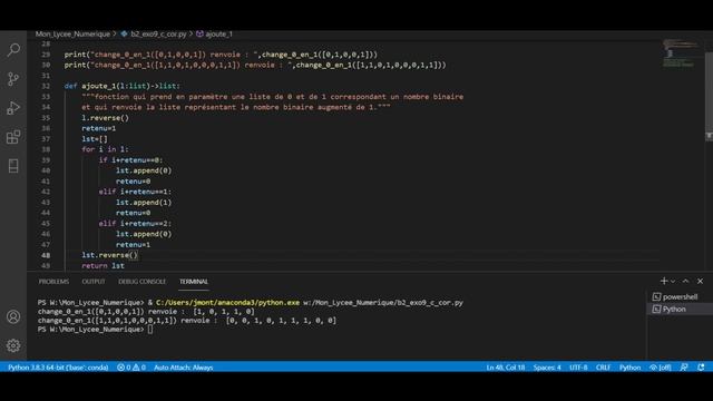 script python pour convertir un entier relatif en binaire avec le complément à 2 смотреть онлайн