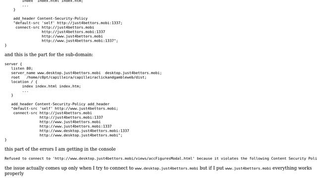 Refused To Connect To 'http://someURL' Because It Violates The Following Content Security Policy...