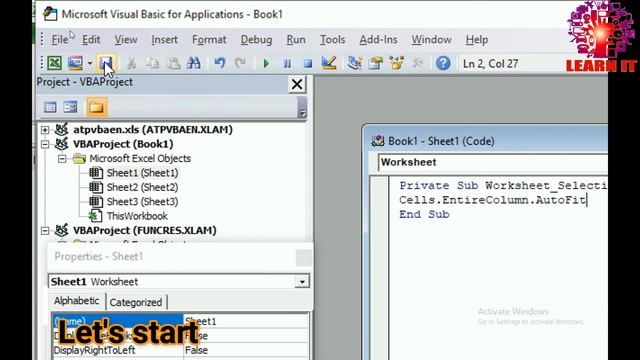 Adjust Column Width Automatically In Excel just One Line Code//One Line code adjust column width смотреть онлайн