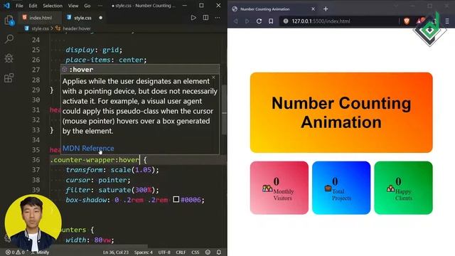 Number Counting Animation | Counter Up Animation | HTML CSS & JavaScript смотреть онлайн
