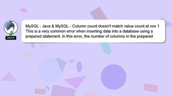 MySQL : Java & MySQL - Column count doesn't match value count at row 1
