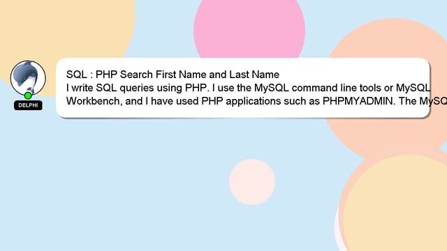 SQL : PHP Search First Name and Last Name смотреть онлайн
