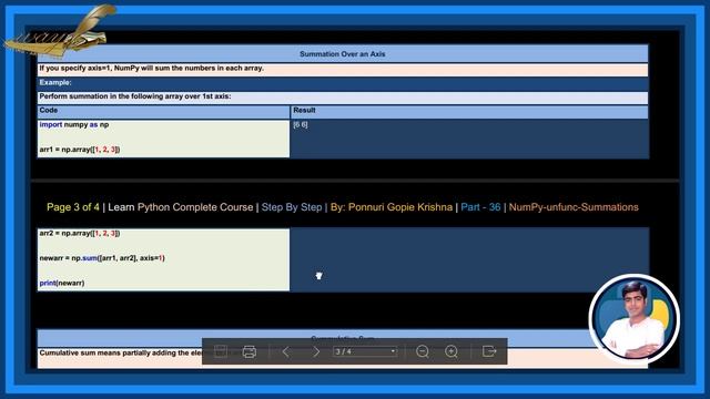 Learn NumPy Complete Course |Step By Step| unfunc Summations |Ponnuri Gopie Krishna |Part– 36 смотреть онлайн