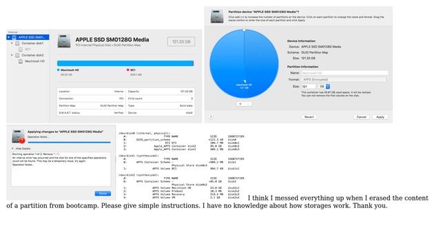 Apple: Macbook Air 2015 High Sierra Cannot Merge Free Space Partitions