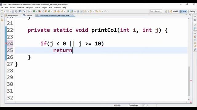 print 0 to 99 column wise recursive in java смотреть онлайн