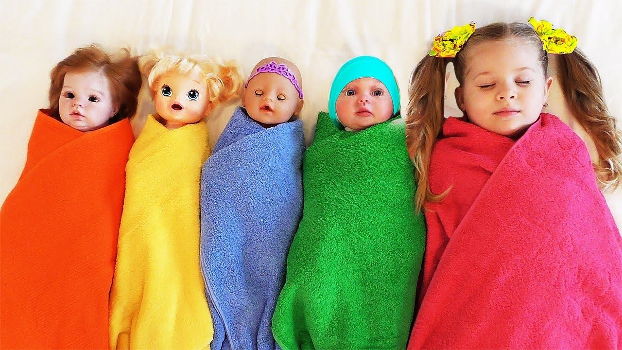 Learn colors with Baby Dolls, Are you sleeping song nursery rhymes for children's, baby songs смотреть онлайн