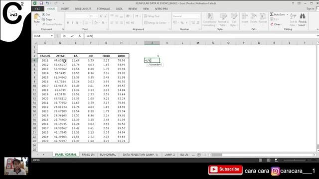 Cara Transformasi data ke Log Natural LN dengan Microsoft Exel смотреть онлайн