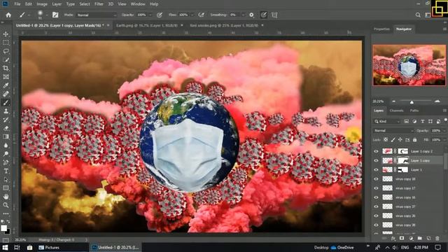 How To Make A Virus And Mask Covered Earth In Photoshop