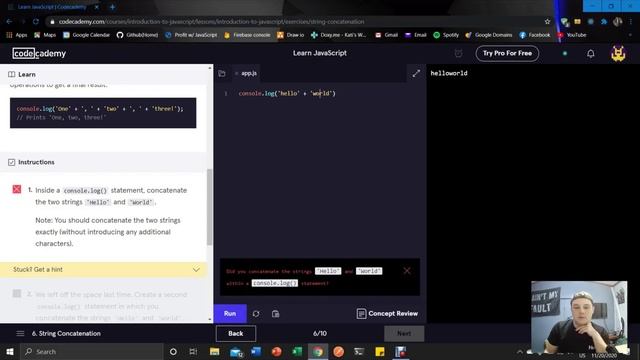 Codecademy: String Concatenation смотреть онлайн