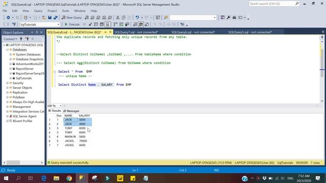 Distinct clause in SQL Server смотреть онлайн