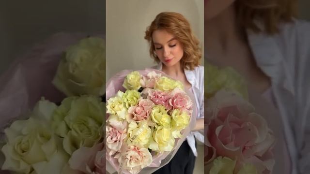 Букет из 15 французских роз "WHITE & PINK MONDIAL" смотреть онлайн