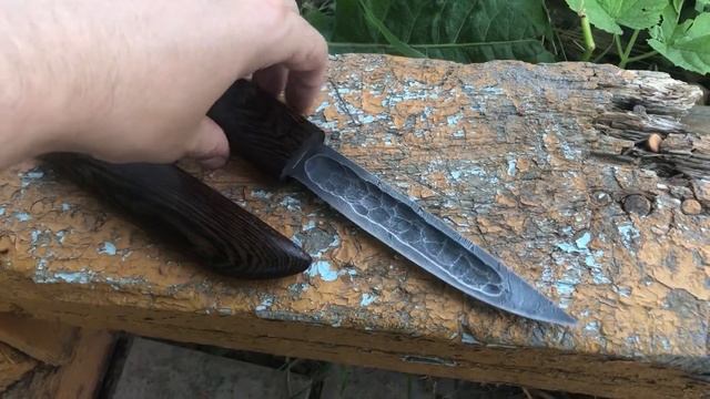Нож якутский в деревянных ножнах, клинок дамаск, рукоять венге, ножны венге смотреть онлайн