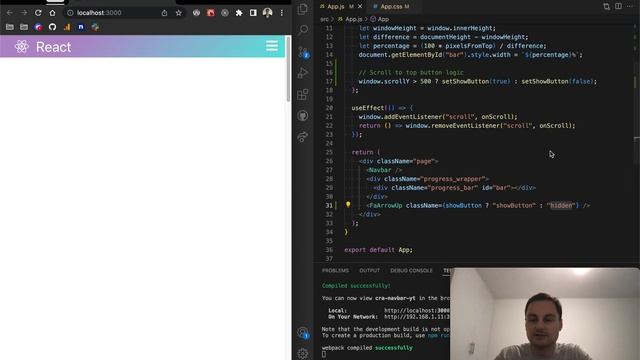 React - Scroll To Top button смотреть онлайн