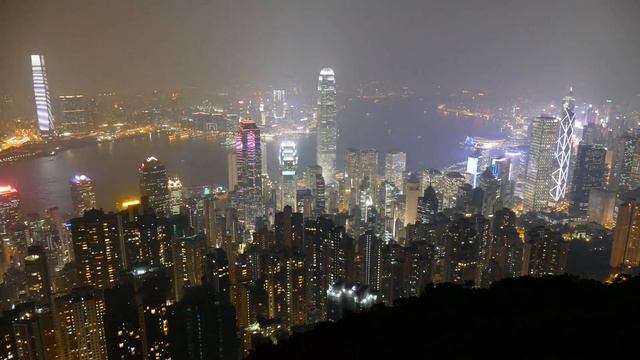 Uplifting Music Hong kong night Skyline view high rise building in the background for 2 Hour смотреть онлайн