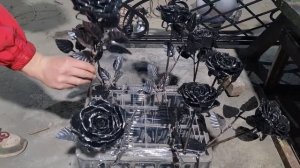 кованые розы. ? розы из металла. процесс покраски.