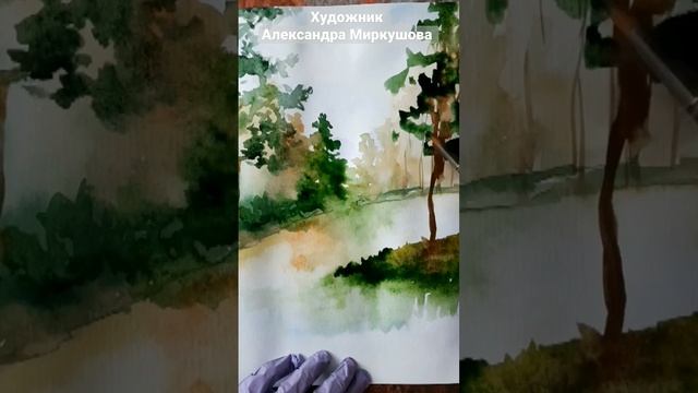 Как нарисовать листья на дереве. 1 часть. Художник Александра Миркушова смотреть онлайн